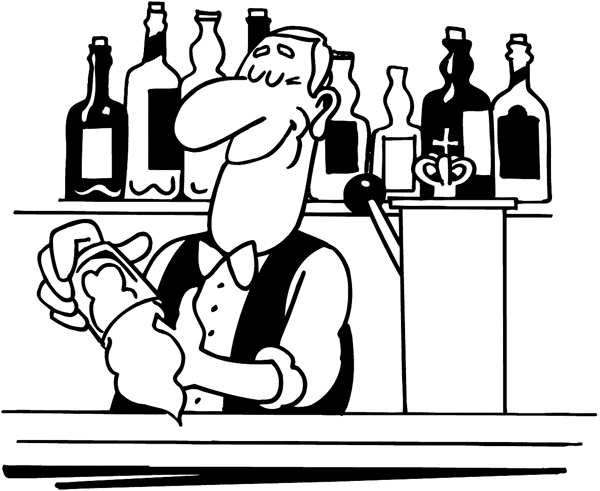 Bartender washing a glass vinyl sticker. Customize on line. Restaurants Bars Hotels 079-0459
